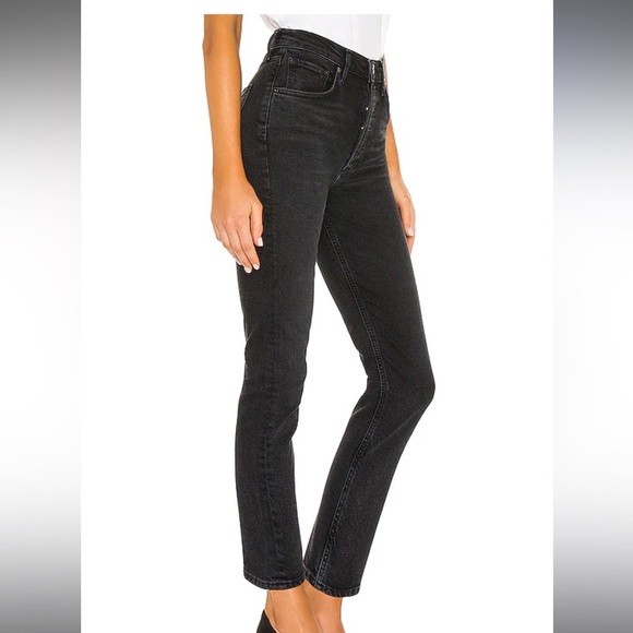 Agolde Riley High Rise Crop Black Jeans Panoramic - Picture 13 of 14